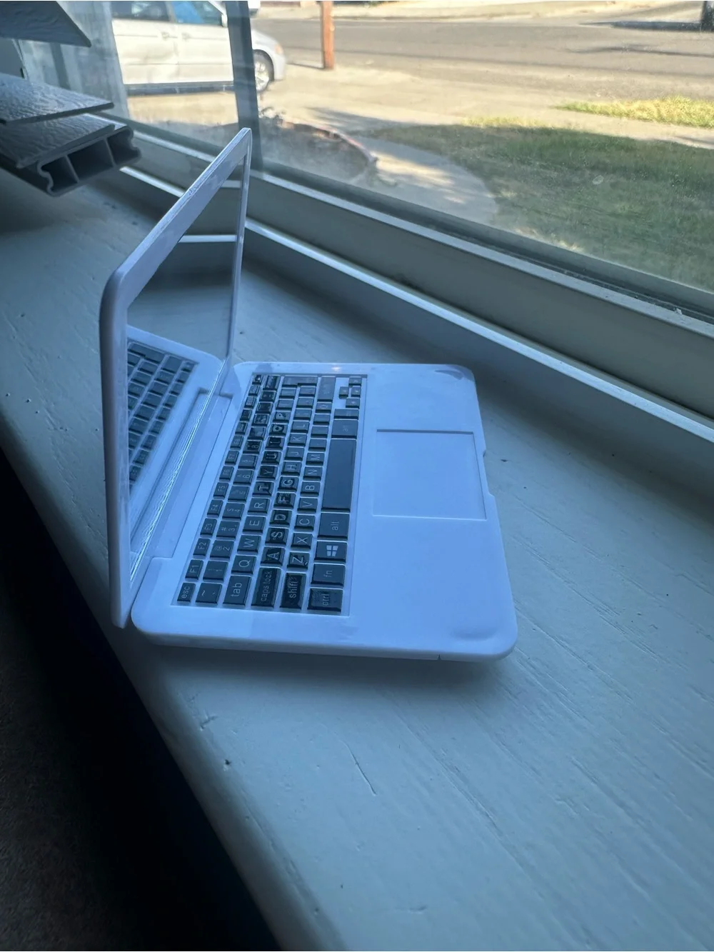 White Laptop-Style Makeup Mirror with Keyboard Design